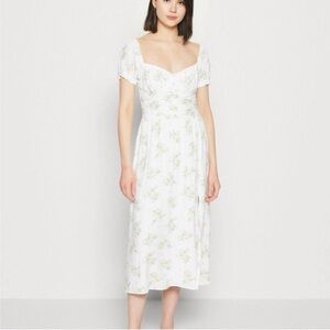 Hollister Cottagecore Milkmaid Floral Midi Dress Puff Sleeves M Spring